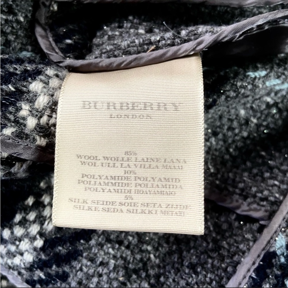 Burberry short gray metallic plaid wool jacket - Picture 9 of 13